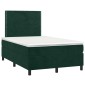 vidaXL Κρεβάτι Boxspring με Στρώμα Σκούρο Πράσινο 120x200εκ. Βελούδινο