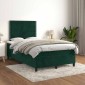 vidaXL Κρεβάτι Boxspring με Στρώμα Σκούρο Πράσινο 120x200εκ. Βελούδινο