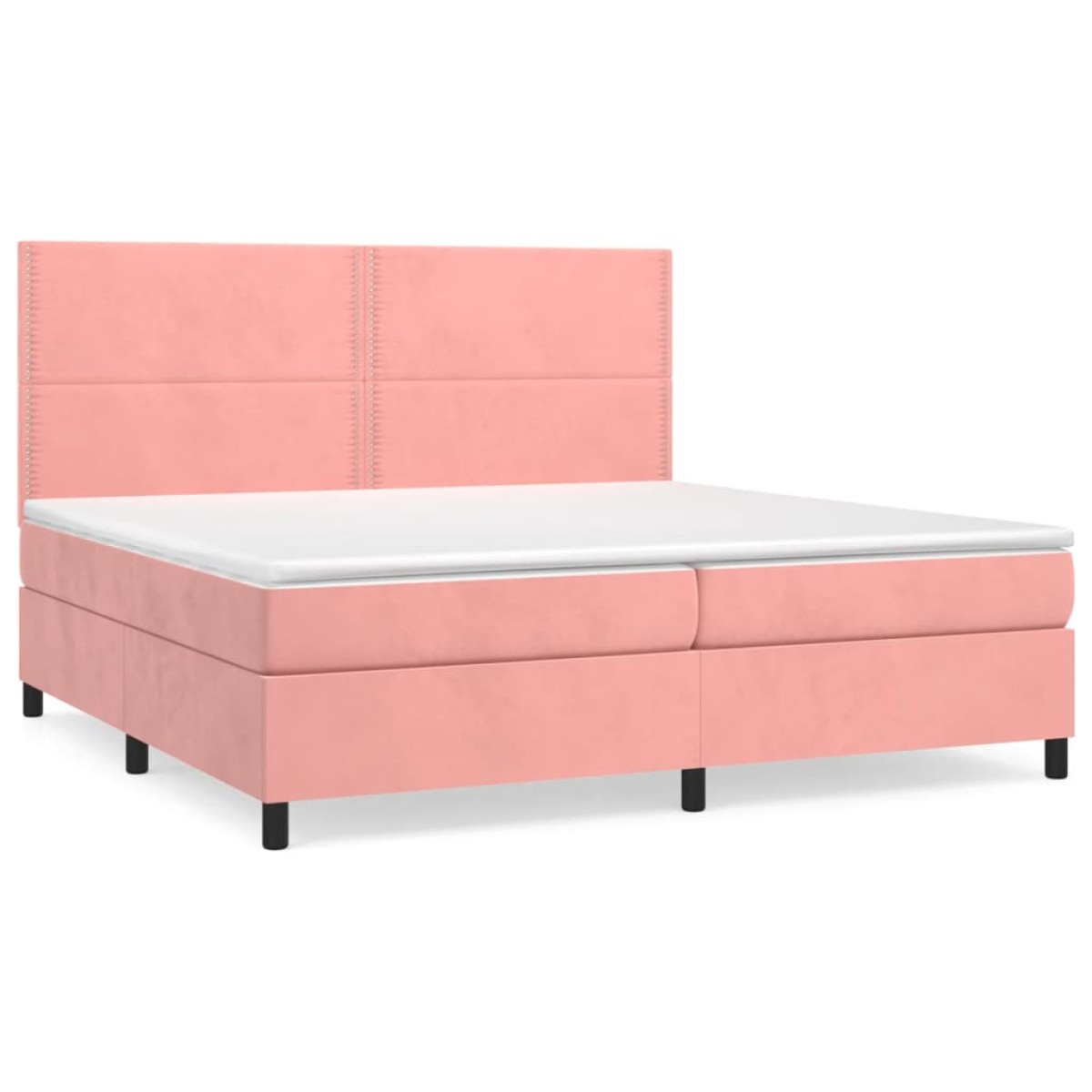 vidaXL Κρεβάτι Boxspring με Στρώμα Ροζ 200x200 εκ. Βελούδινο