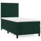 vidaXL Κρεβάτι Boxspring με Στρώμα Σκούρο Πράσινο 80x200 εκ. Βελούδινο