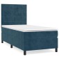 vidaXL Κρεβάτι Boxspring με Στρώμα Σκούρο Μπλε 90x200 εκ. Βελούδινο