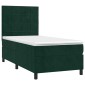 vidaXL Κρεβάτι Boxspring με Στρώμα Σκούρο Πράσινο 100x200εκ. Βελούδινο