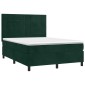vidaXL Κρεβάτι Boxspring με Στρώμα Σκούρο Πράσινο 140x190εκ. Βελούδινο