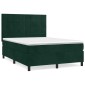 vidaXL Κρεβάτι Boxspring με Στρώμα Σκούρο Πράσινο 140x200εκ. Βελούδινο