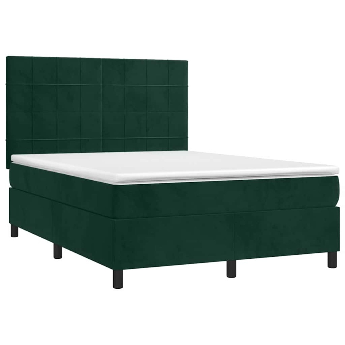 vidaXL Κρεβάτι Boxspring με Στρώμα Σκούρο Πράσινο 140x200εκ. Βελούδινο