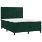 vidaXL Κρεβάτι Boxspring με Στρώμα Σκούρο Πράσινο 140x200εκ. Βελούδινο