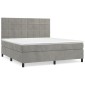 vidaXL Κρεβάτι Boxspring με Στρώμα Ανοιχτό Γκρι 160x200 εκ. Βελούδινο