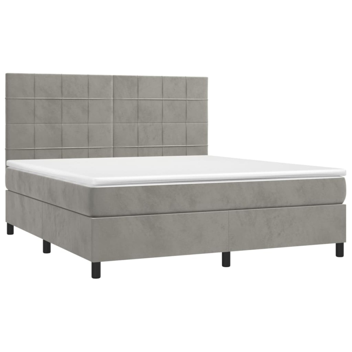 vidaXL Κρεβάτι Boxspring με Στρώμα Ανοιχτό Γκρι 160x200 εκ. Βελούδινο
