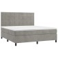 vidaXL Κρεβάτι Boxspring με Στρώμα Ανοιχτό Γκρι 160x200 εκ. Βελούδινο
