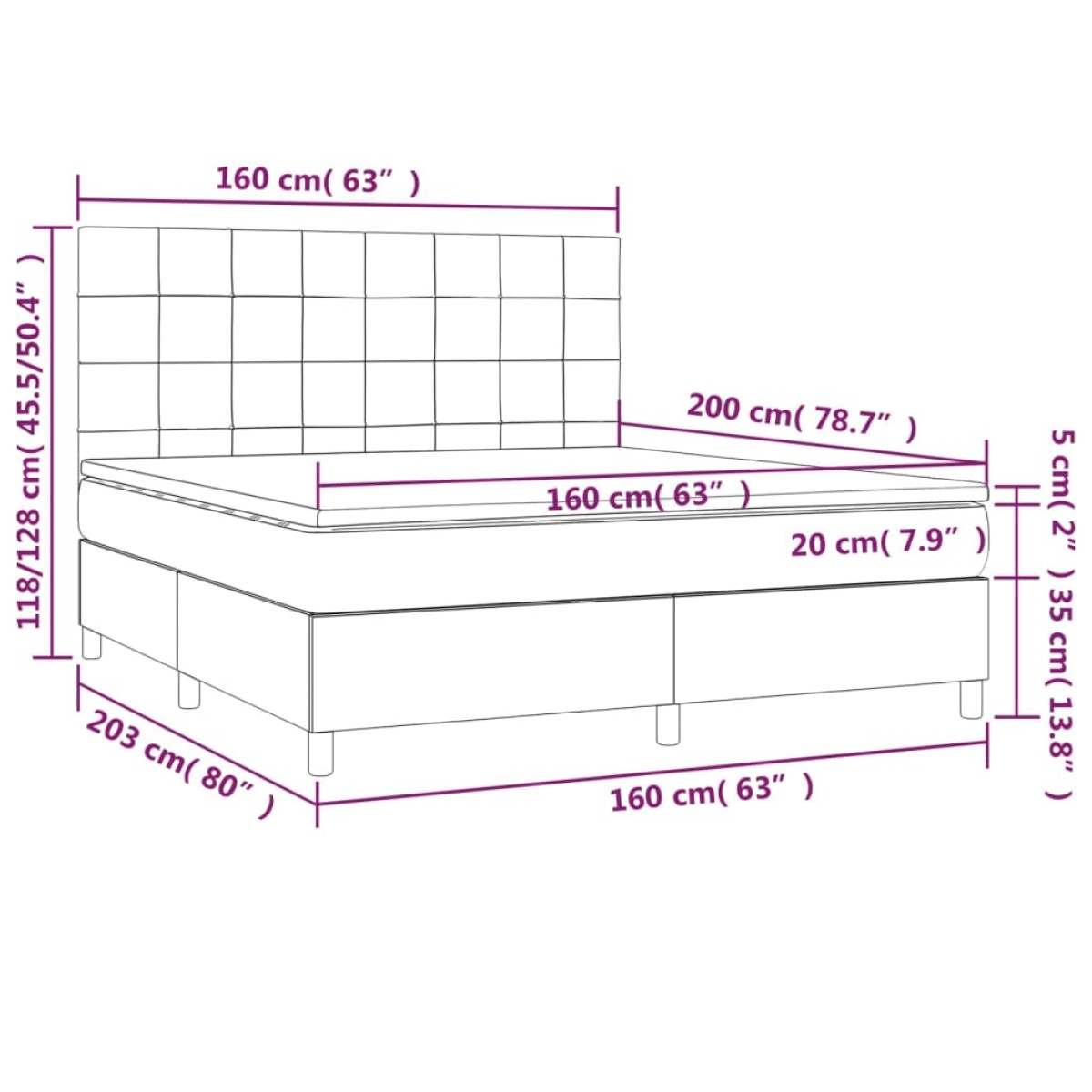 vidaXL Κρεβάτι Boxspring με Στρώμα Ανοιχτό Γκρι 160x200 εκ. Βελούδινο