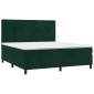 vidaXL Κρεβάτι Boxspring με Στρώμα Σκούρο Πράσινο 160x200εκ. Βελούδινο