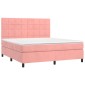 vidaXL Κρεβάτι Boxspring με Στρώμα Ροζ 160x200 εκ. Βελούδινο