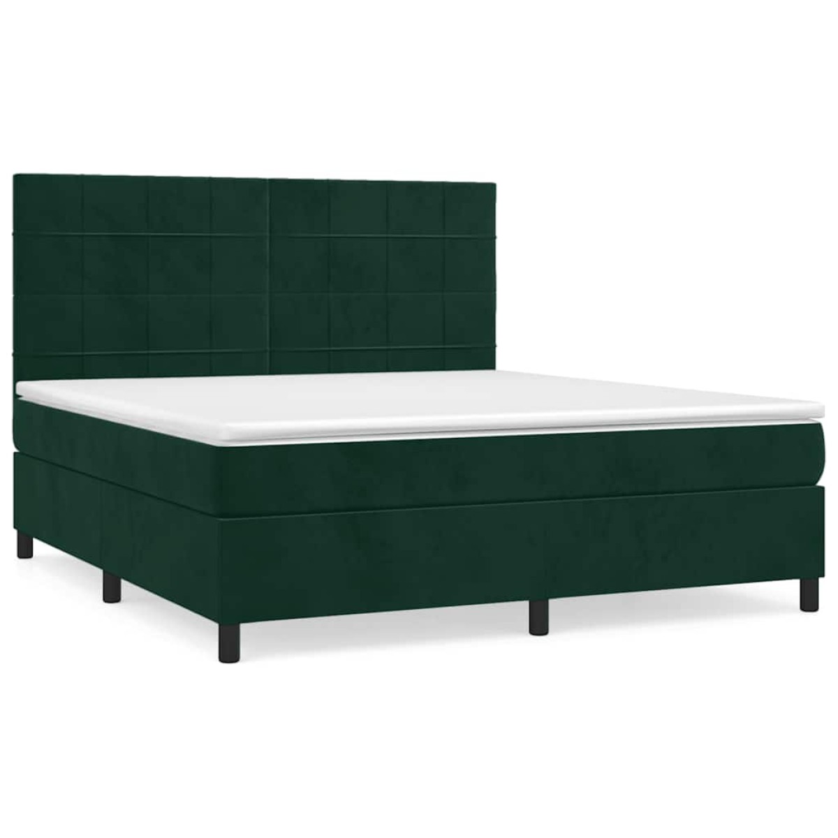 vidaXL Κρεβάτι Boxspring με Στρώμα Σκούρο Πράσινο 180x200εκ. Βελούδινο