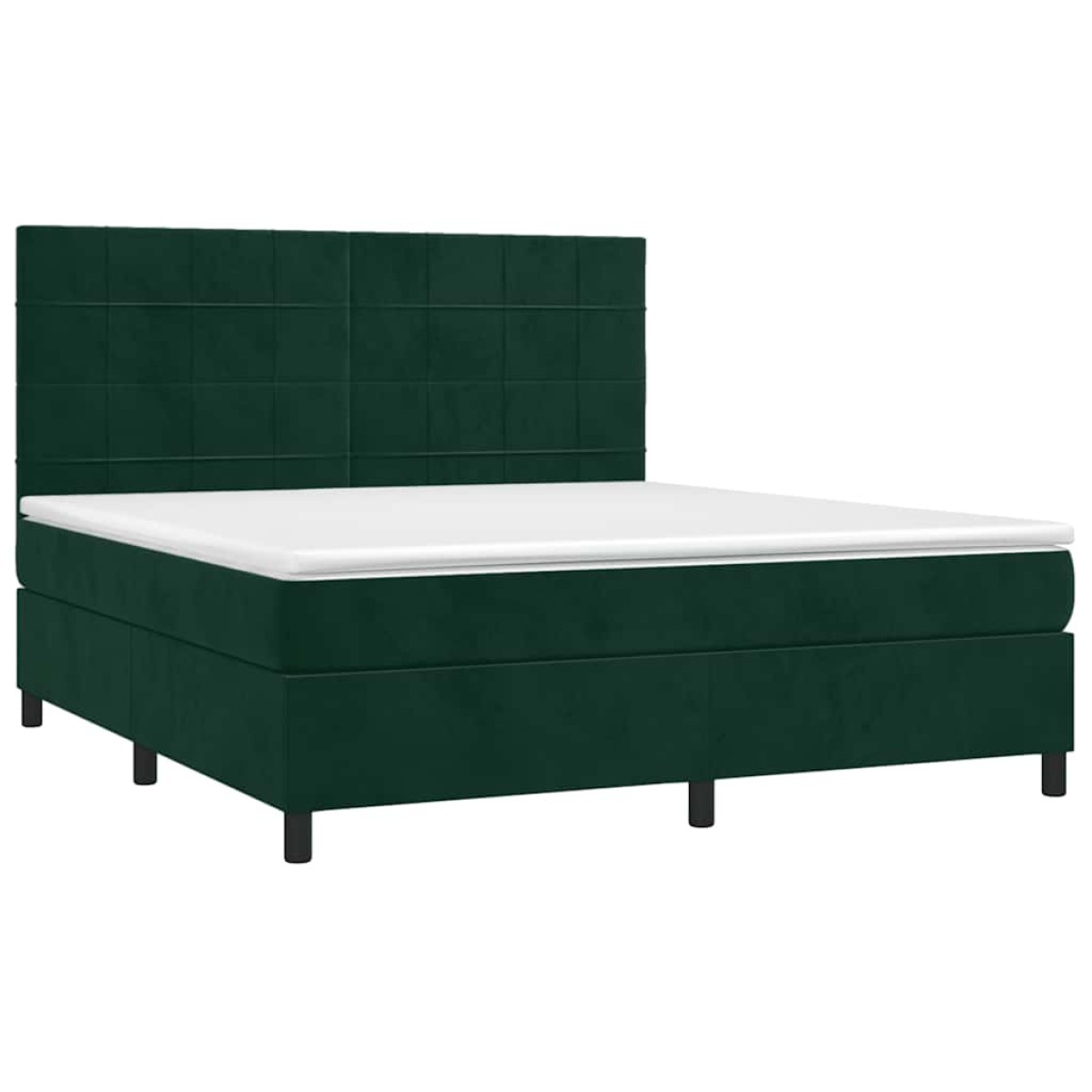 vidaXL Κρεβάτι Boxspring με Στρώμα Σκούρο Πράσινο 180x200εκ. Βελούδινο