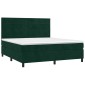 vidaXL Κρεβάτι Boxspring με Στρώμα Σκούρο Πράσινο 180x200εκ. Βελούδινο