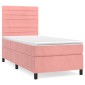 vidaXL Κρεβάτι Boxspring με Στρώμα Ροζ 80 x 200 εκ. Βελούδινο
