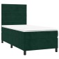 vidaXL Κρεβάτι Boxspring με Στρώμα Σκούρο Πράσινο 90x200 εκ. Βελούδινο