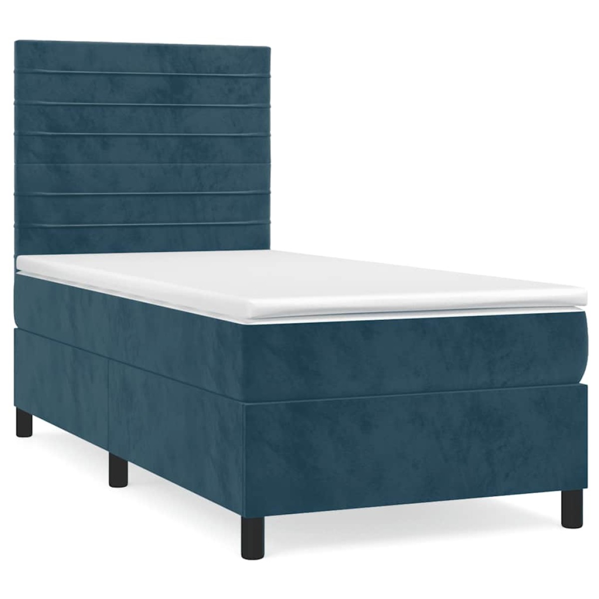 vidaXL Κρεβάτι Boxspring με Στρώμα Σκούρο Μπλε 90x200 εκ. Βελούδινο