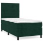 vidaXL Κρεβάτι Boxspring με Στρώμα Σκούρο Πράσινο 100x200εκ. Βελούδινο