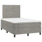 vidaXL Κρεβάτι Boxspring με Στρώμα Ανοιχτό Γκρι 120x200 εκ. Βελούδινο