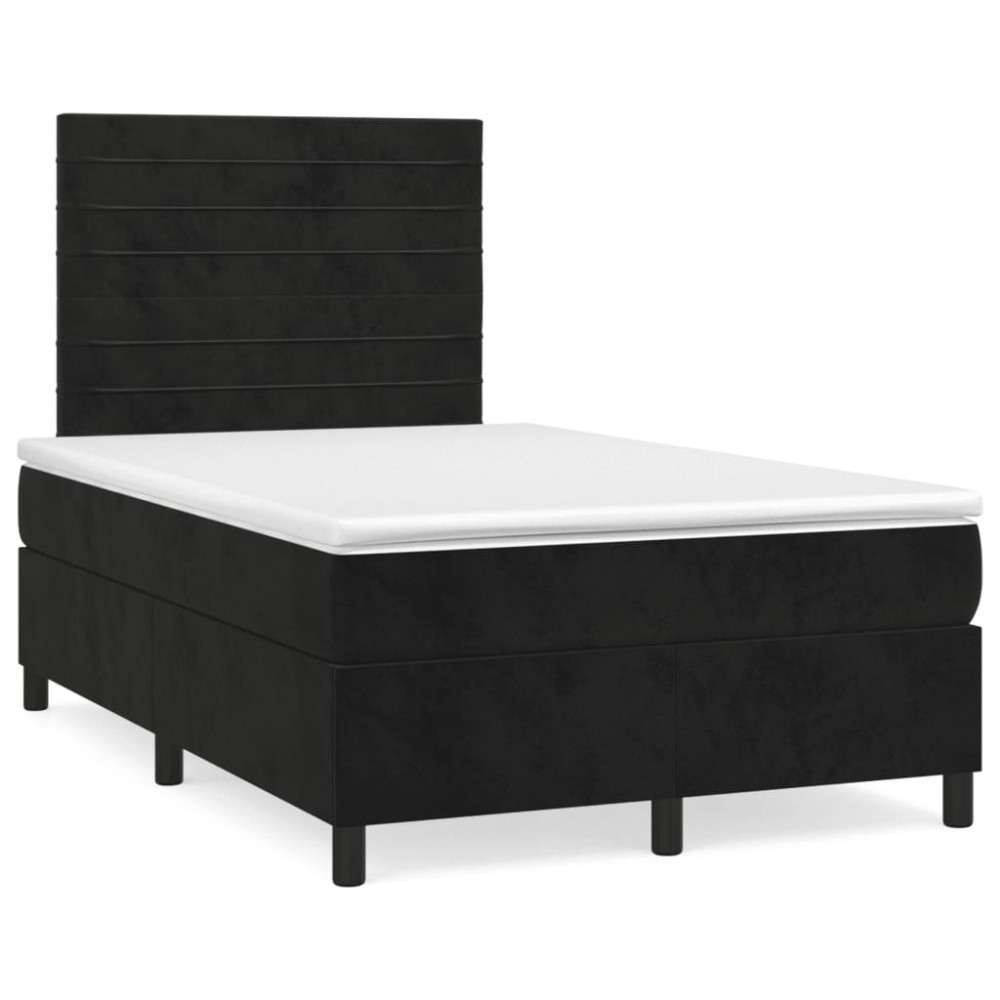 vidaXL Κρεβάτι Boxspring με Στρώμα Μαύρο 120 x 200 εκ. Βελούδινο