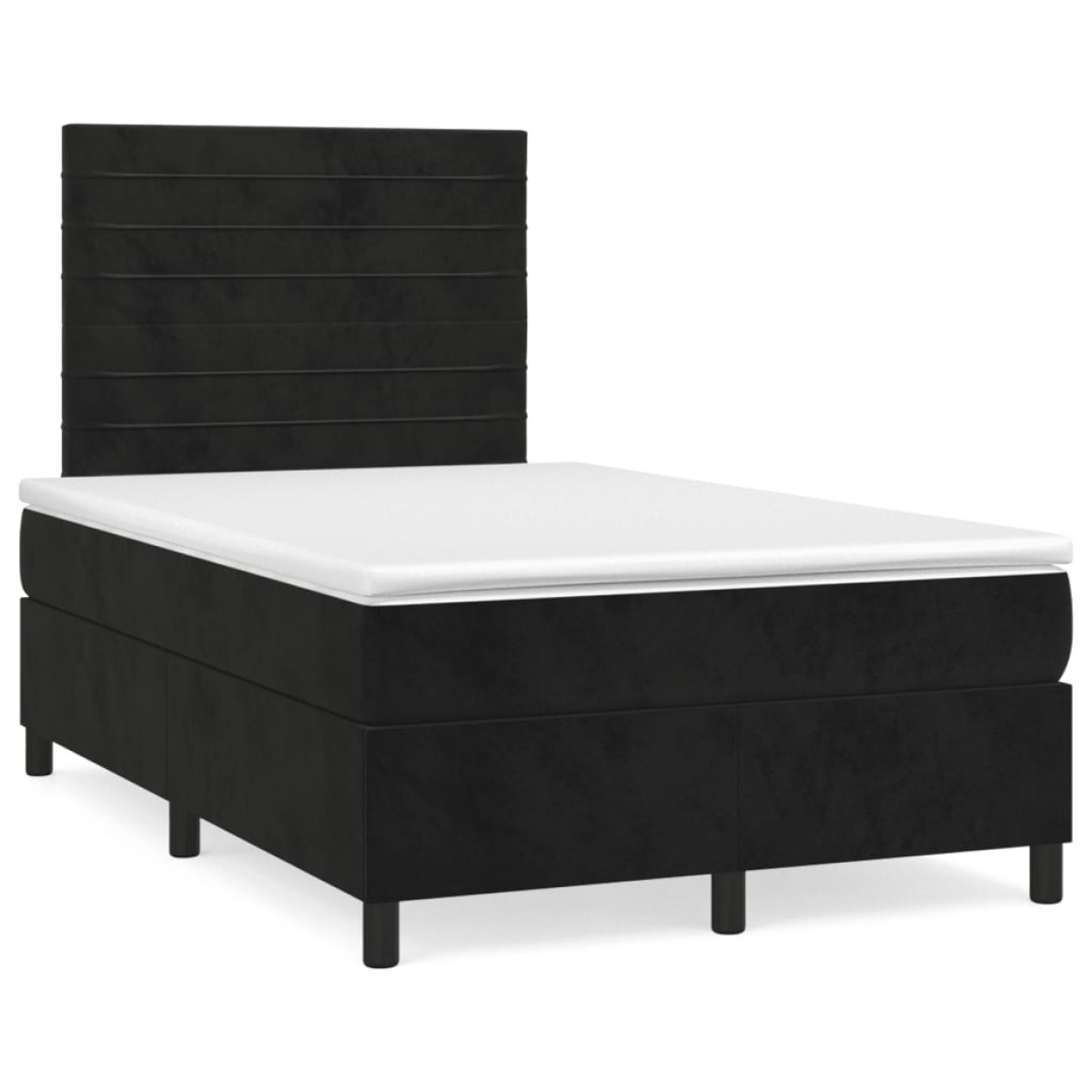 vidaXL Κρεβάτι Boxspring με Στρώμα Μαύρο 120 x 200 εκ. Βελούδινο