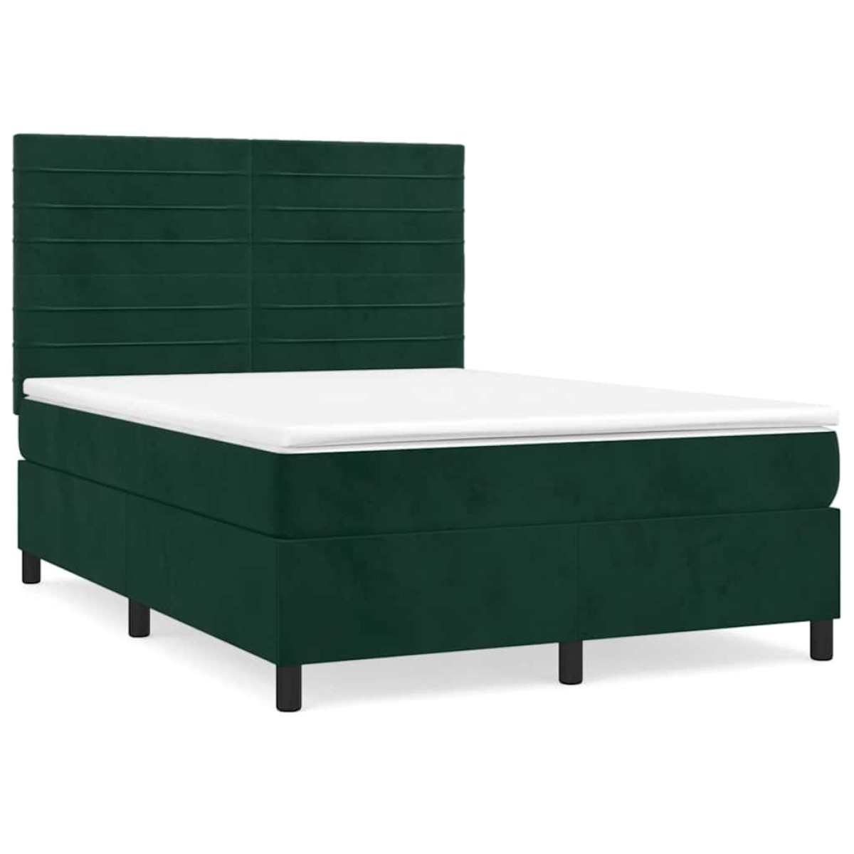 vidaXL Κρεβάτι Boxspring με Στρώμα Σκούρο Πράσινο 140x190εκ. Βελούδινο