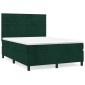 vidaXL Κρεβάτι Boxspring με Στρώμα Σκούρο Πράσινο 140x190εκ. Βελούδινο