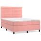 vidaXL Κρεβάτι Boxspring με Στρώμα Ροζ 140x190 εκ. Βελούδινο