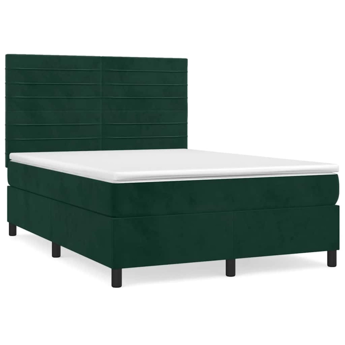 vidaXL Κρεβάτι Boxspring με Στρώμα Σκούρο Πράσινο 140x200εκ. Βελούδινο
