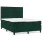 vidaXL Κρεβάτι Boxspring με Στρώμα Σκούρο Πράσινο 140x200εκ. Βελούδινο