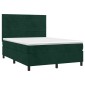 vidaXL Κρεβάτι Boxspring με Στρώμα Σκούρο Πράσινο 140x200εκ. Βελούδινο