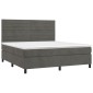 vidaXL Κρεβάτι Boxspring με Στρώμα Σκούρο Γκρι 160x200 εκ. Βελούδινο