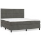 vidaXL Κρεβάτι Boxspring με Στρώμα Σκούρο Γκρι 180x200 εκ. Βελούδινο