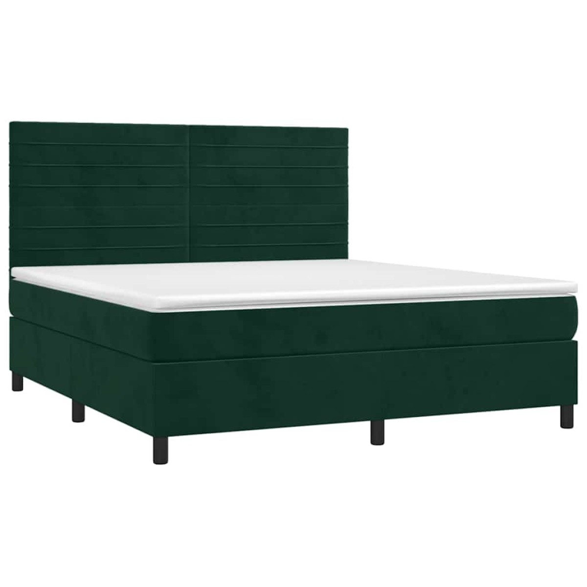 vidaXL Κρεβάτι Boxspring με Στρώμα Σκούρο Πράσινο 180x200εκ. Βελούδινο