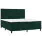 vidaXL Κρεβάτι Boxspring με Στρώμα Σκούρο Πράσινο 180x200εκ. Βελούδινο
