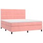 vidaXL Κρεβάτι Boxspring με Στρώμα Ροζ 180x200 εκ. Βελούδινο
