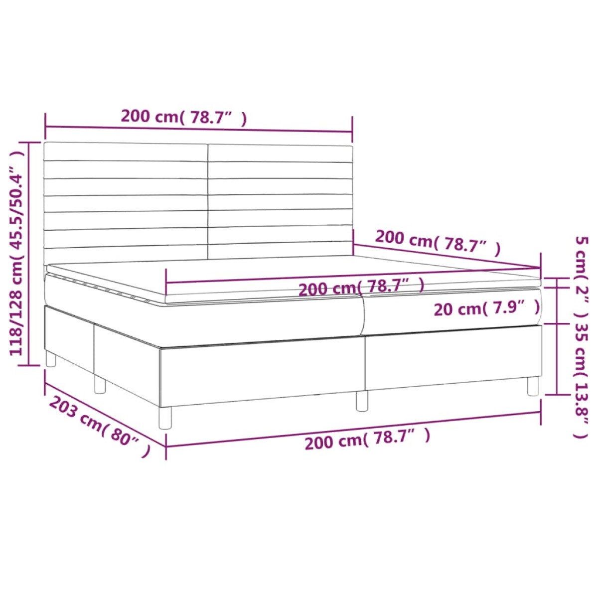 vidaXL Κρεβάτι Boxspring με Στρώμα Μαύρο 200x200 εκ. Βελούδινο