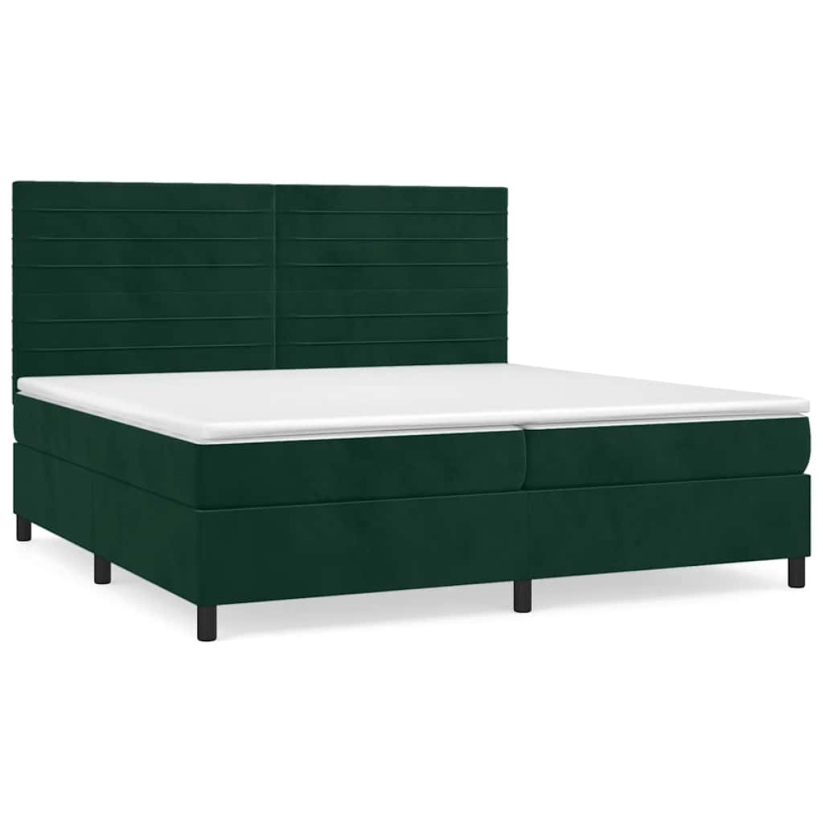 vidaXL Κρεβάτι Boxspring με Στρώμα Σκούρο Πράσινο 200x200εκ. Βελούδινο