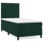 vidaXL Κρεβάτι Boxspring με Στρώμα Σκούρο Πράσινο 90x200 εκ. Βελούδινο