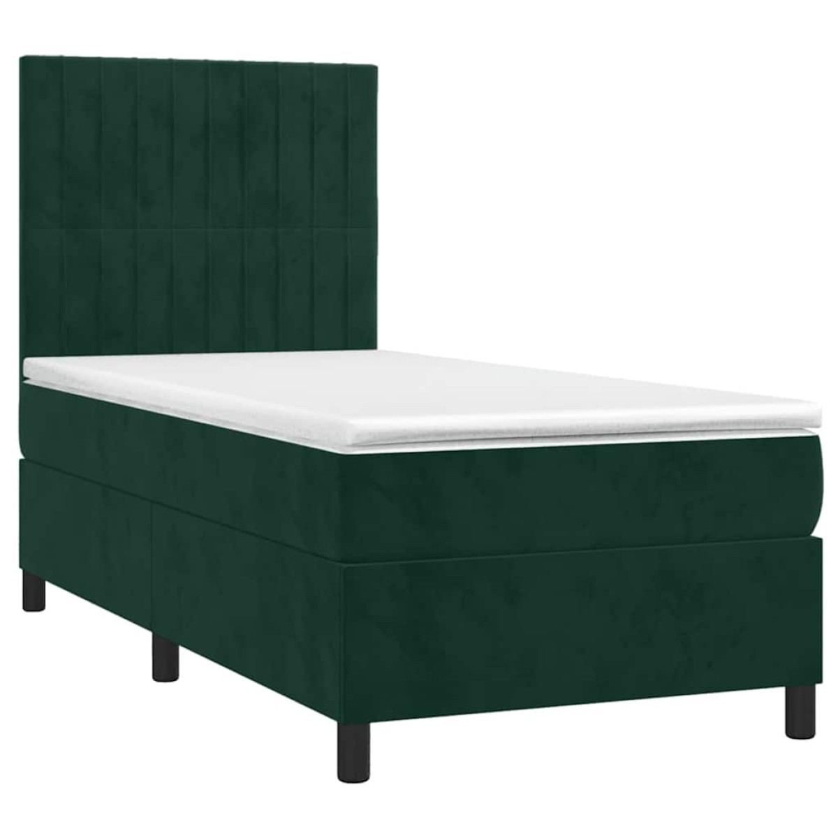 vidaXL Κρεβάτι Boxspring με Στρώμα Σκούρο Πράσινο 90x200 εκ. Βελούδινο