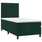 vidaXL Κρεβάτι Boxspring με Στρώμα Σκούρο Πράσινο 90x200 εκ. Βελούδινο