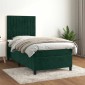 vidaXL Κρεβάτι Boxspring με Στρώμα Σκούρο Πράσινο 90x200 εκ. Βελούδινο