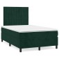 vidaXL Κρεβάτι Boxspring με Στρώμα Σκούρο Πράσινο 120x200εκ. Βελούδινο