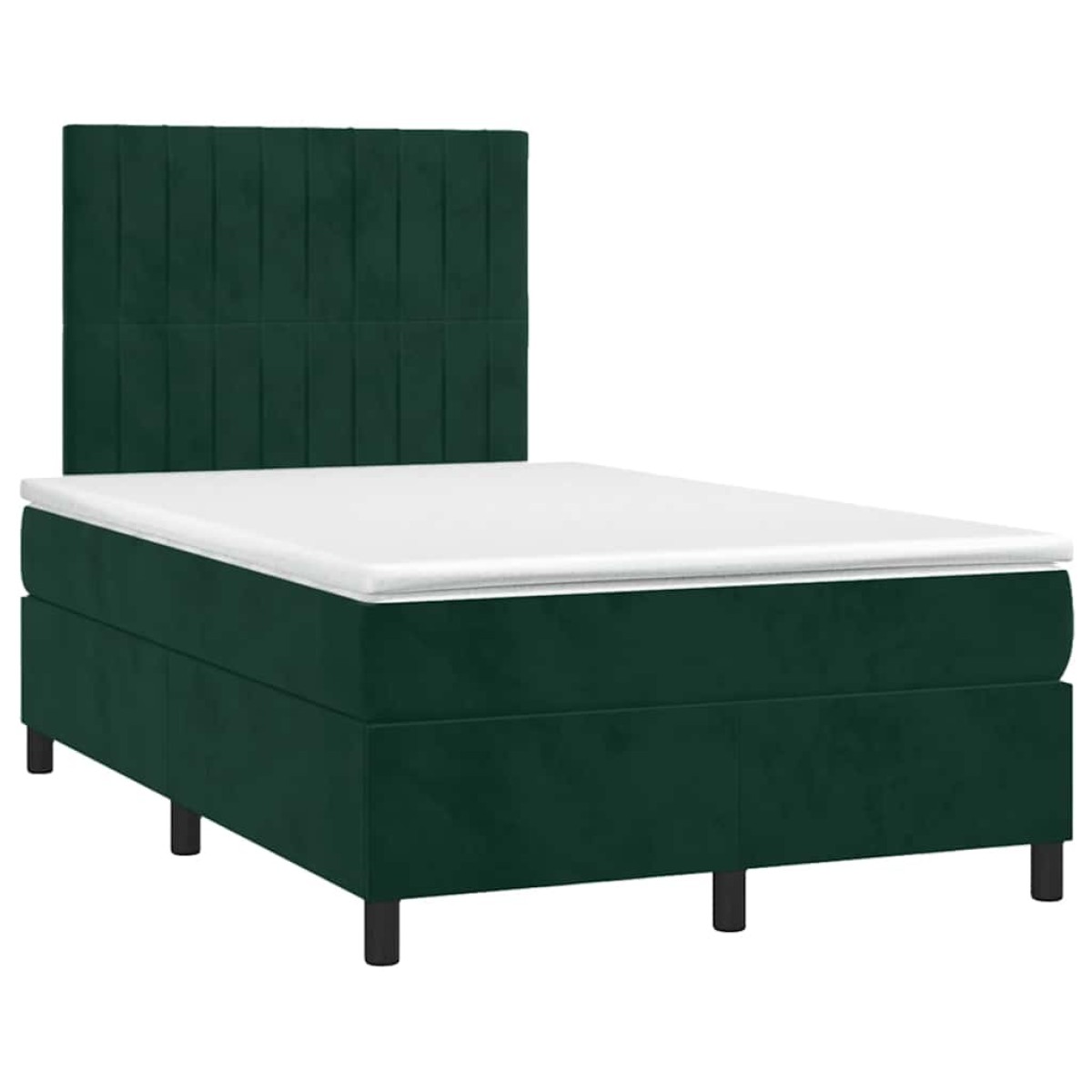 vidaXL Κρεβάτι Boxspring με Στρώμα Σκούρο Πράσινο 120x200εκ. Βελούδινο