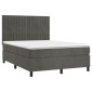 vidaXL Κρεβάτι Boxspring με Στρώμα Σκούρο Γκρι 140x200 εκ. Βελούδινο