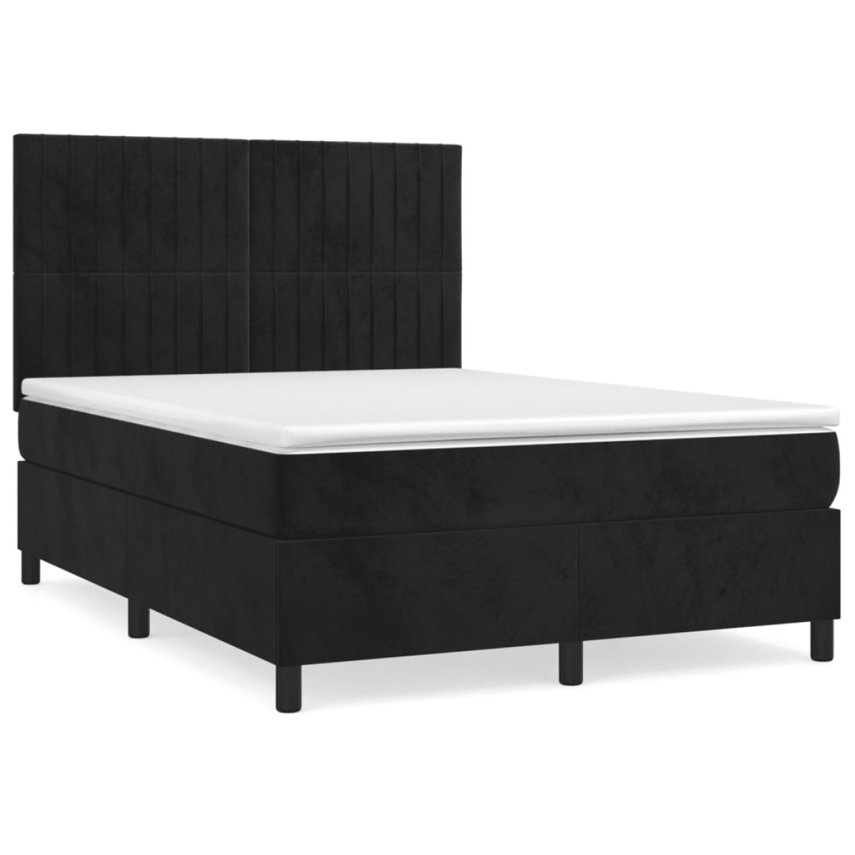 vidaXL Κρεβάτι Boxspring με Στρώμα Μαύρο 140x200 εκ. Βελούδινο