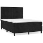 vidaXL Κρεβάτι Boxspring με Στρώμα Μαύρο 140x200 εκ. Βελούδινο