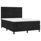 vidaXL Κρεβάτι Boxspring με Στρώμα Μαύρο 140x200 εκ. Βελούδινο