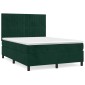 vidaXL Κρεβάτι Boxspring με Στρώμα Σκούρο Πράσινο 140x200εκ. Βελούδινο